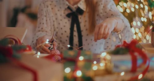 Portrait Of Woman During Christmas Preparations At Home