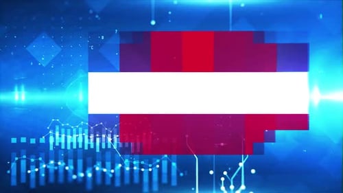 Austria Flag On Economy Background And Graph