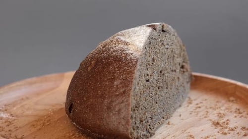 Baked Bread Loaf of Bread Fresh Bakery Products on Wooden Board Healthy Food Concept Top View Slices