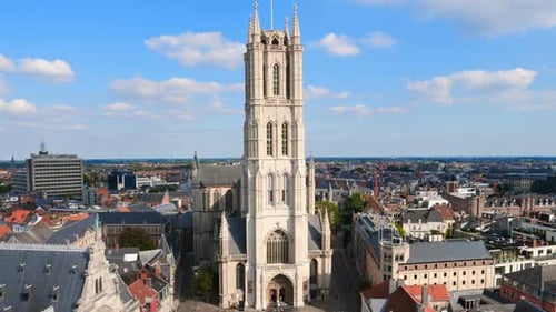 Panorama of Saint Bravo Cathedral in Ghent, Belgium