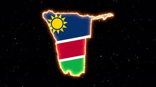 Namibia Map Flag Glowing Fiery Outline Animation