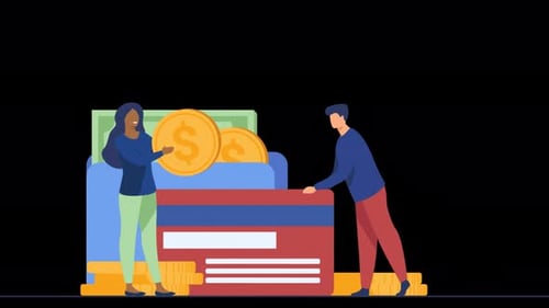 Woman Adding Money To A Huge Wallet Alpha Channel 4K