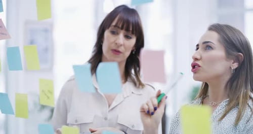 Two Women Brainstorming Ideas Together at the Office