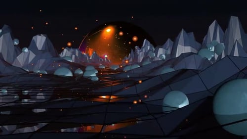 Red Background And Pointed Grey Objects Animation