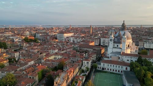 Venice Italy Skyline Aerial View of Basilica Di Santa Maria Della Salute