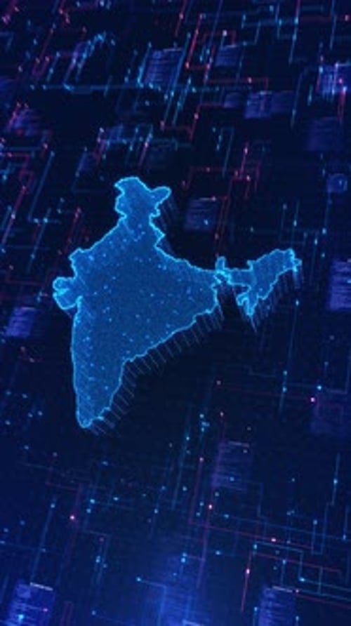 Glowing Digital Map of India Global financial network showing investment and capital