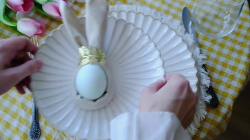 Hands Setting Table for Easter