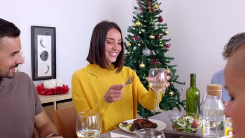 Friends and Family Celebrating Christmas Together