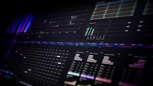 Futuristic Digital Business Data Display Charts and Statistics HUD