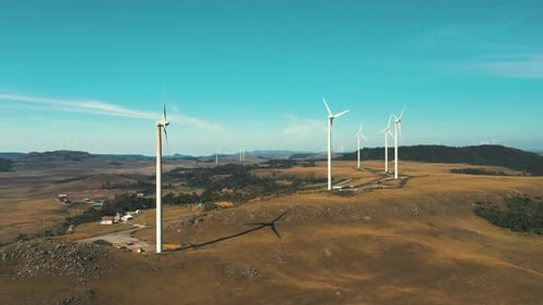 Wind turbine generator park aerial view