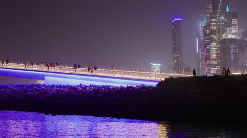 Bluewaters bridge in Dubai, at night