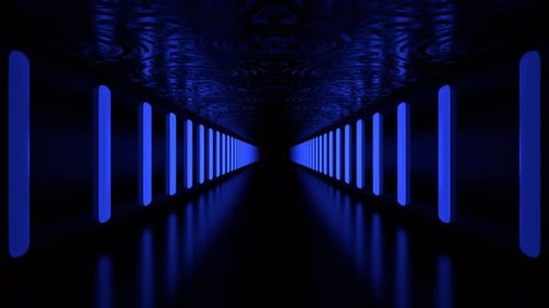 Blue And Red Neon Sci Fi Alien Corridor Background Vj Loop I 4K