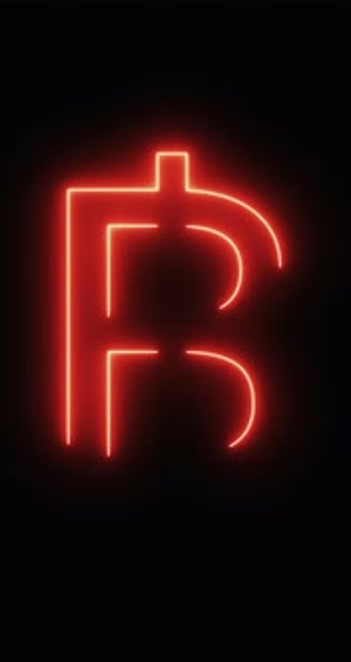 Neon Glowing Thai Baht Symbol Line Drawing Reveal