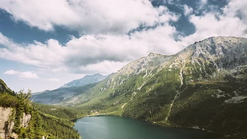 Calm Lake Under Summer Mountains Landscape