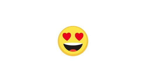 Flat Design Heart Eyes Emoji to Smiling Face Animation
