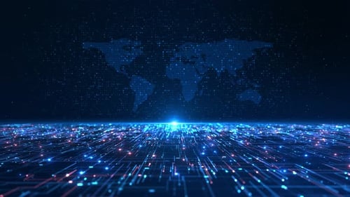 Globales digitales Oberflächengitter, Weltkarte, Overlay, Datengitter, Landschaft, Weltkarte, Futuristisch, Global