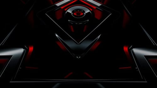 Dark Metallic Geometric Red Glow Loop