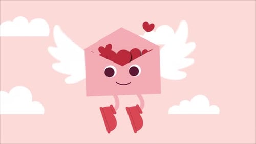 Flat Design Flying Love Letter Animation
