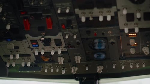 Aircraft Dashboard Command in Empty Plane Cockpit