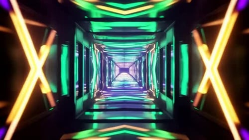Abstract Neon Light Tunnel Loop Animation