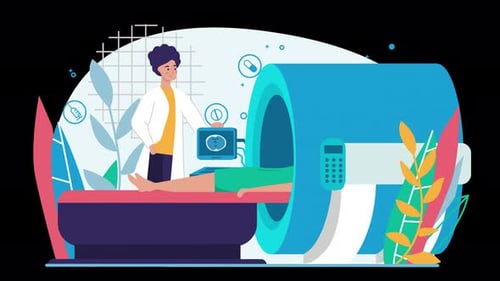 Doctor Supervising MRI Scan Flat Design Animation