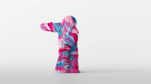 Abstract Furry Character Performing Happy Dance Loop