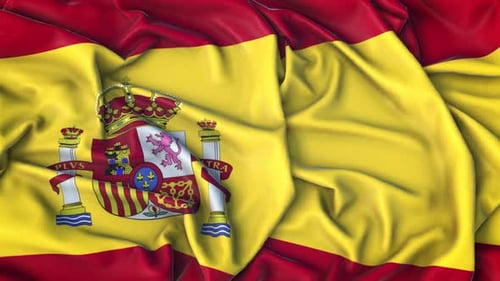 Realistic Waving Flag of Spain Animation Loop