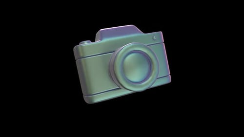 Camera Icon Iridescent social media aesthetics on a transparent alpha