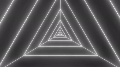 Animierter Hintergrund mit weißem Neonlicht-Dreieckstunnel
