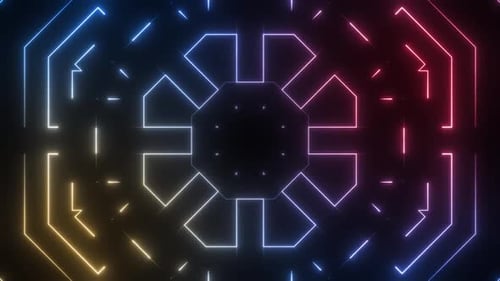 Abstract Neon Glowing Geometric Lines Pattern