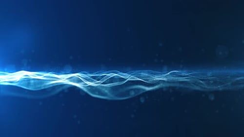 Abstract Blue Particle Wave Flowing Digital Background