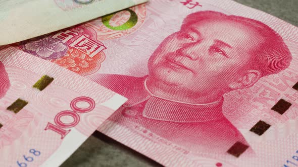 Detailed Close Up of 100 Yuan the Chinese Currency 100 Renminbi the ...