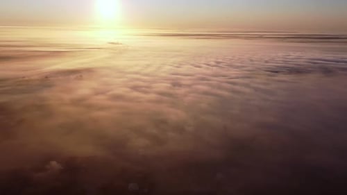 Aerial Sunrise Over Dreamy Rural Landscape of Clouds
