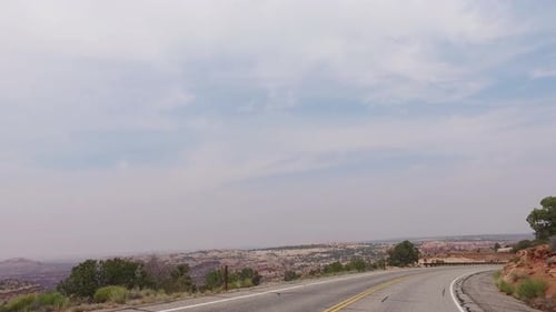 POV Driving Down Scenic Road in South West USA America