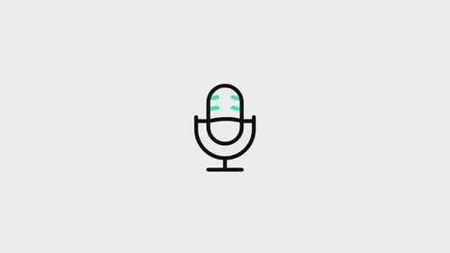 Animated Minimalist Microphone Icon with Sound Waves