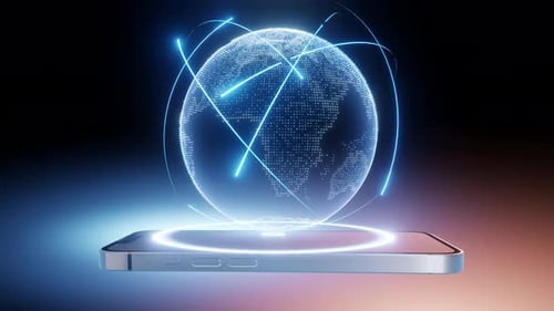 Digital Earth Globe Global Network Communication on Smartphone