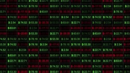 Bitcoin Sign With Digital Stock Market Numbers