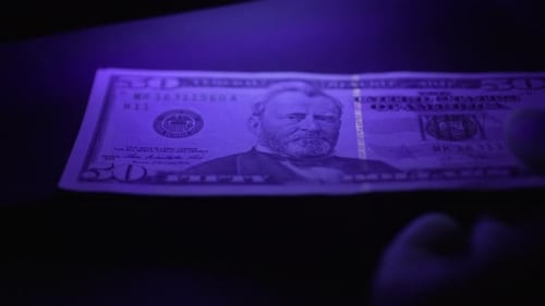 Fifty Dollar Bill Detection Under Blue Light