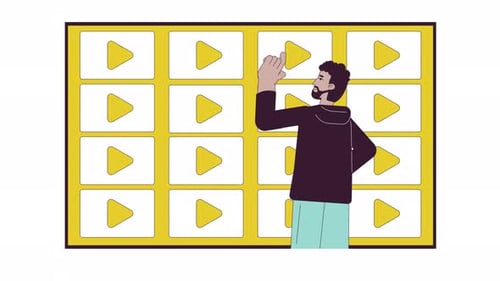 Un hombre negro elige una línea de animación de personajes en 2D de vídeo bajo demanda