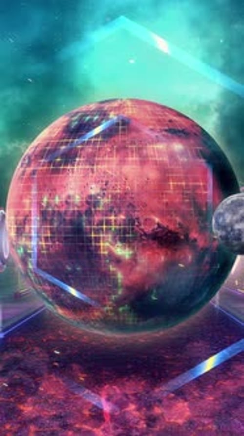 Planet Mars Matrix Abstrakte vertikale Szene Vj Loop