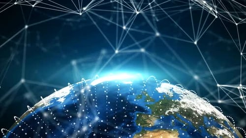 Global network connections on Earth with modern technology