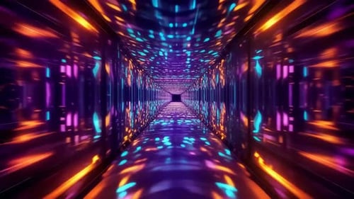 Abstract VJ Loop Neon Glowing Tunnel Background
