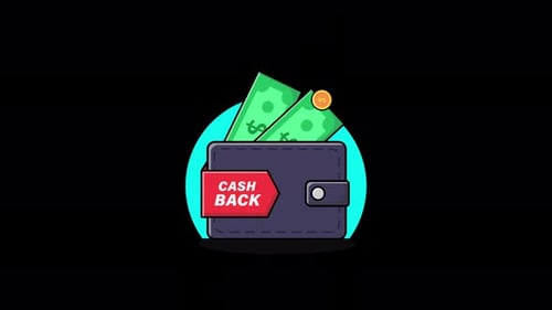 Animated Wallet with Cash Back Rewards in Flat Design Style