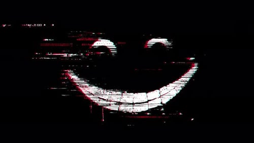 Eine Serie von vier Bildern, die ein verspieltes lächelndes Gesicht zeigen, das im Stop-Motion-Stil animiert ist.