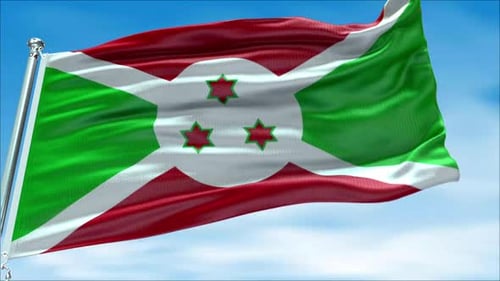 Burundi Flag Waving Against a Clear Blue Sky