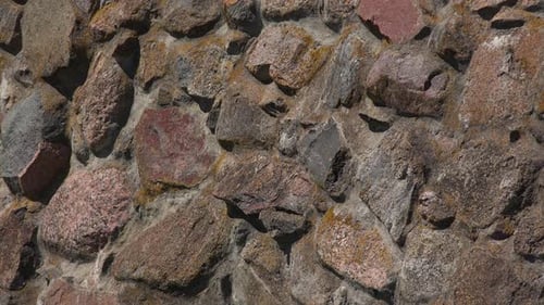 A close-up view of a stone wall of Museum fortress Korela, Russia.