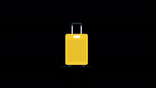 Animated Flat Design Suitcase Icon for Travel and Packing