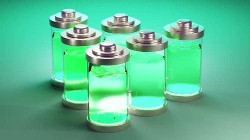 Batteries Charging and Discharging 3d Animation Loop