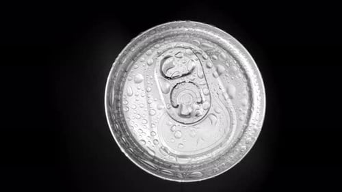 A close-up view of a beverage can's top.