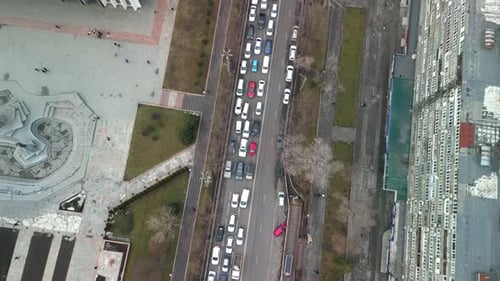 Sphere building in Bishkek, drone reveal shot